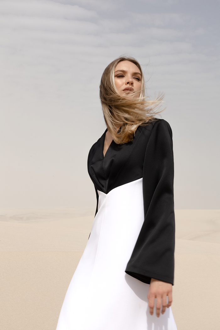 Front-slit satin maxi dress