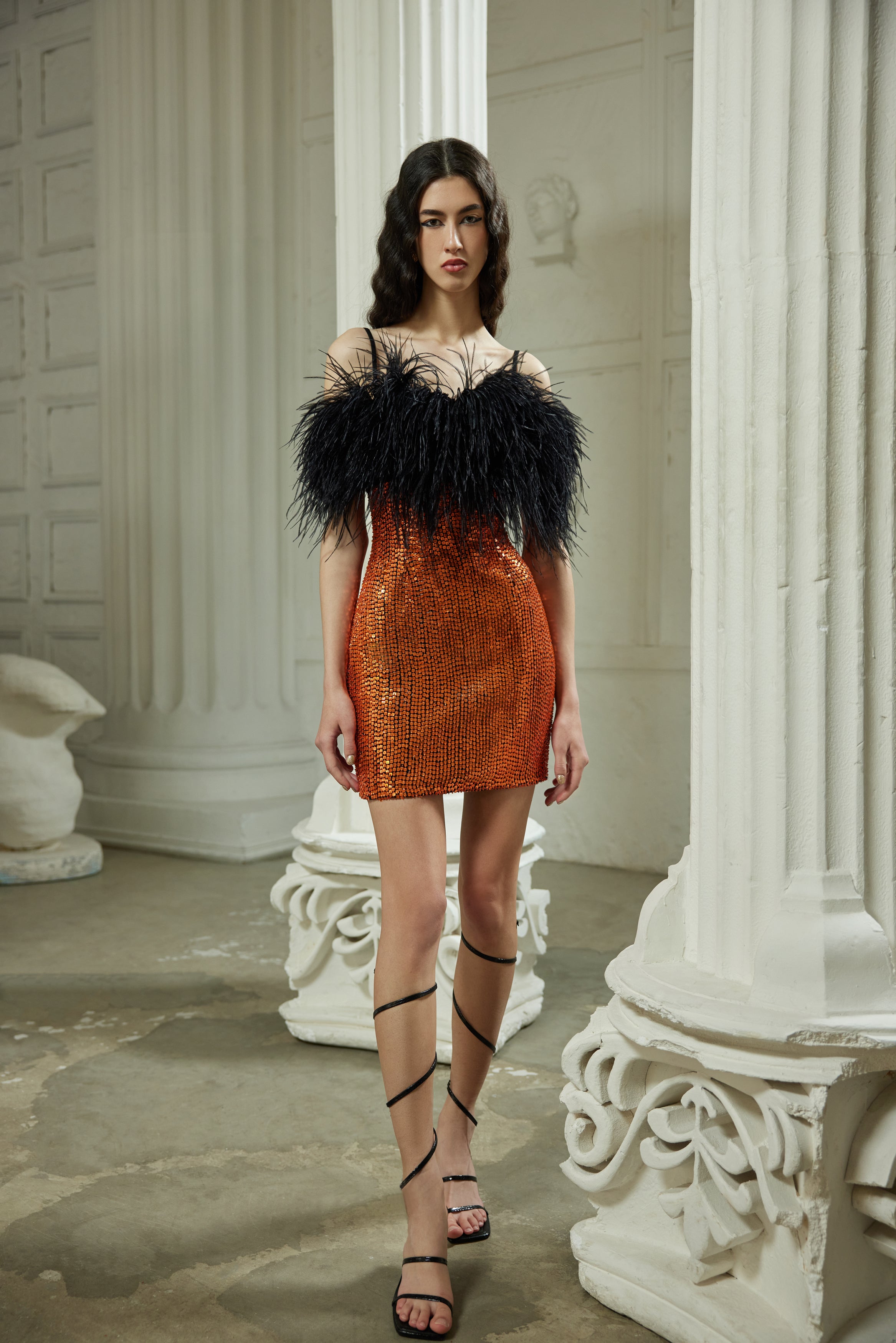 Fringe sequined mini dress