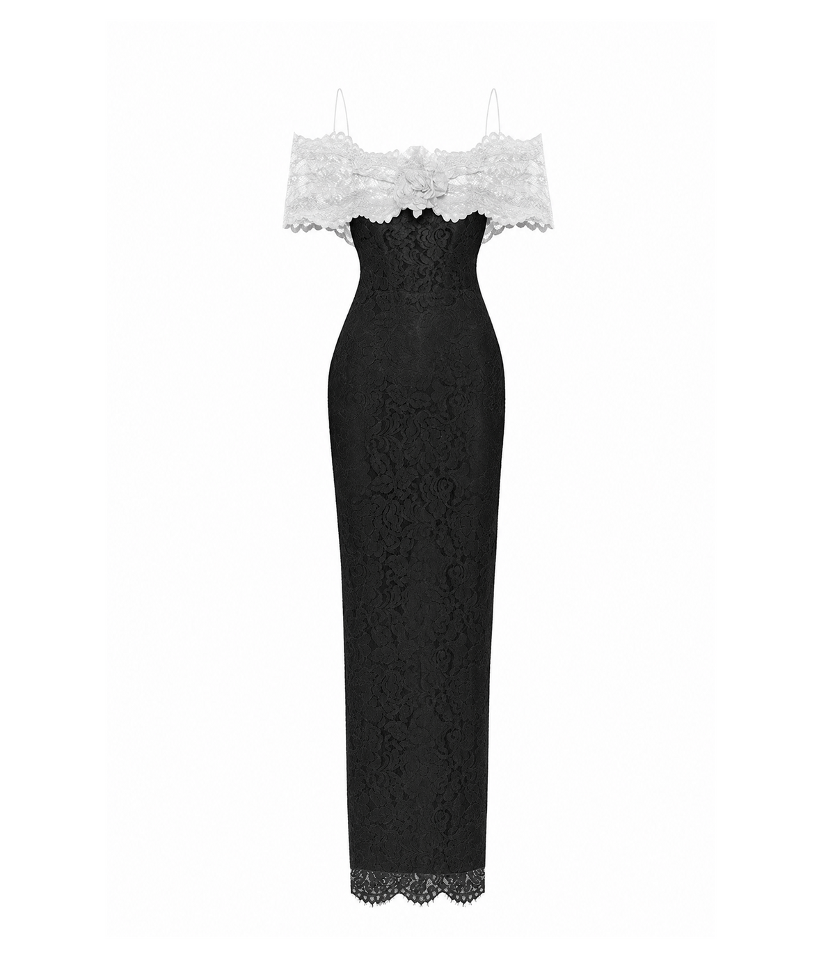 Lace maxi dress with a flower