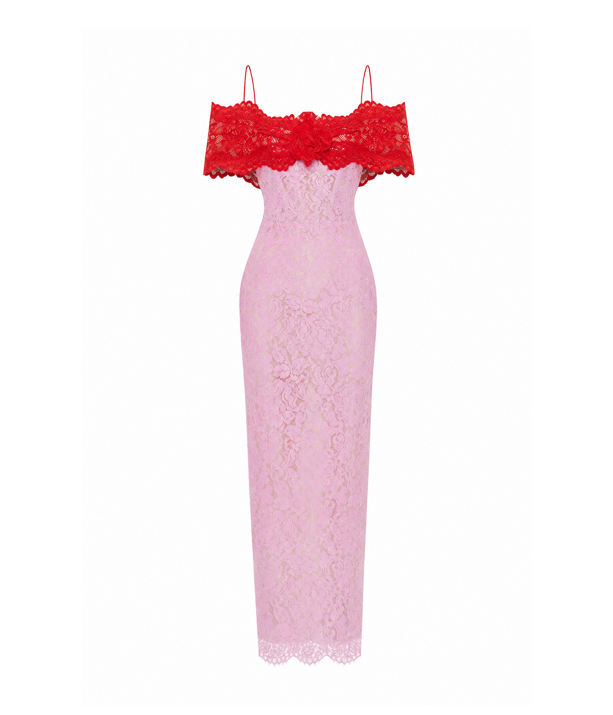 Lace maxi dress with a flower
