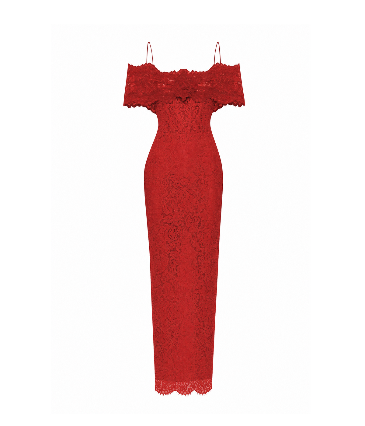 Lace maxi dress with a flower