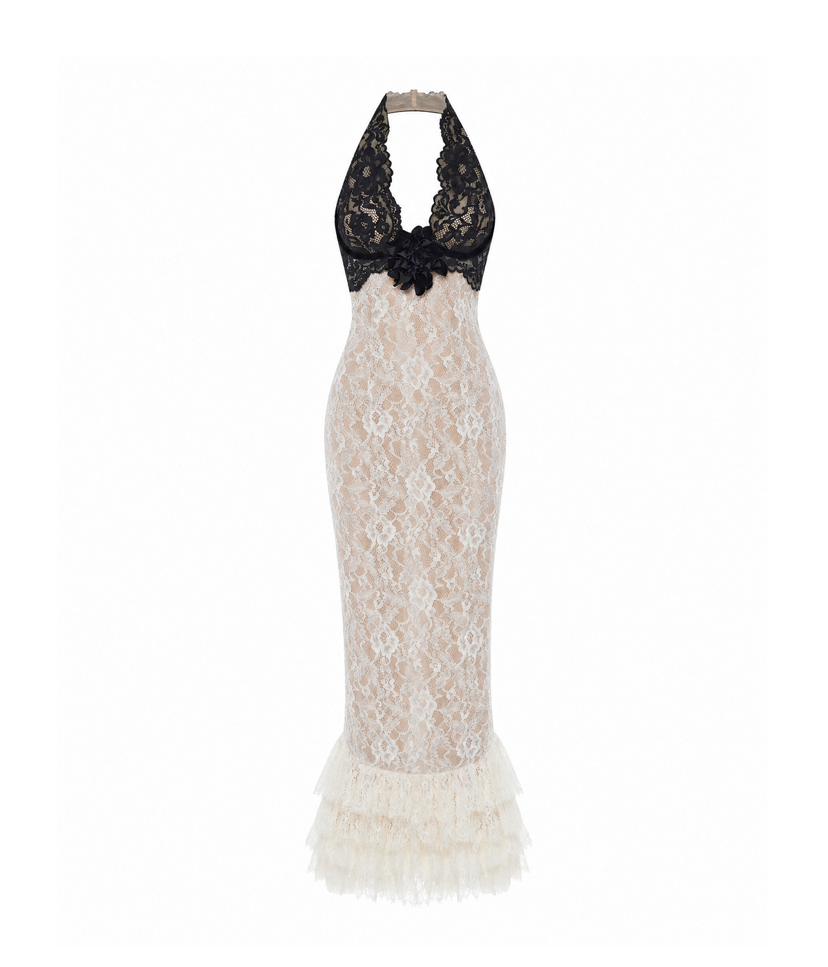 Lace maxi dress with a flower