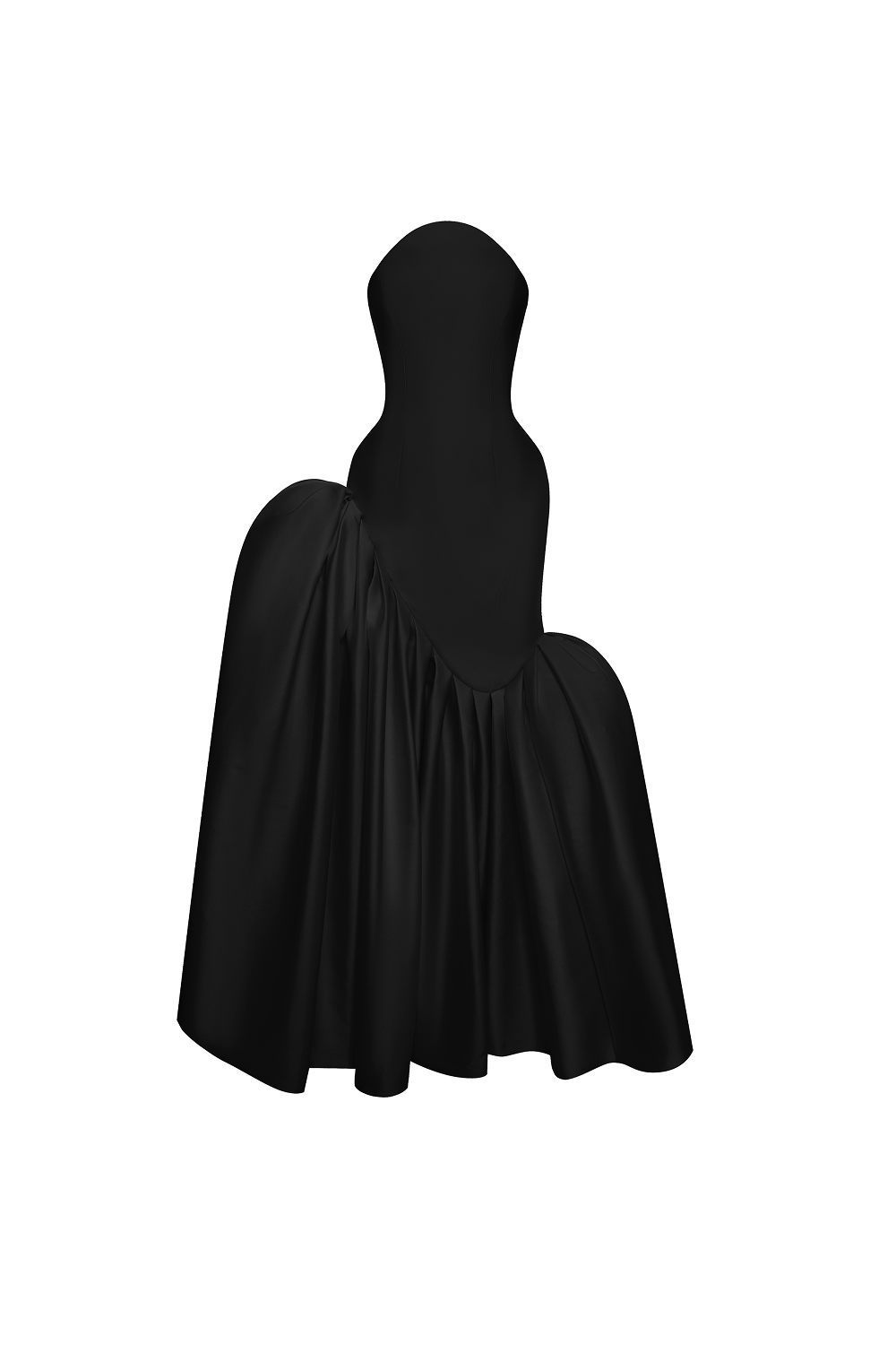 Asymmetric structured satin corset maxi dress – Color: Black – RASARIO Online Boutique 44 (FR) / Black