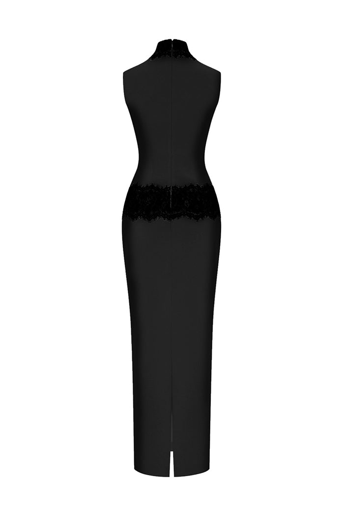 Crepe and lace maxi dress – Rasario