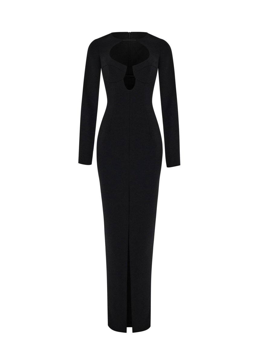Crepe maxi dress with cutouts – Color: Black – RASARIO Online Boutique 38 (FR) / Black