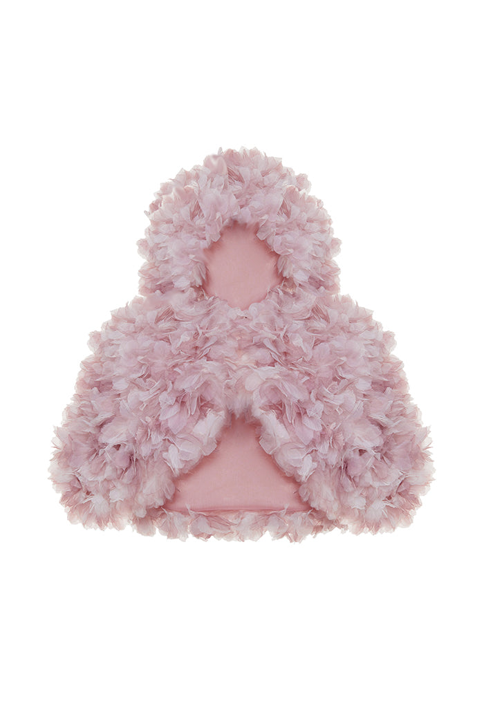 Cropped hooded cape with a floral trim – Rasario