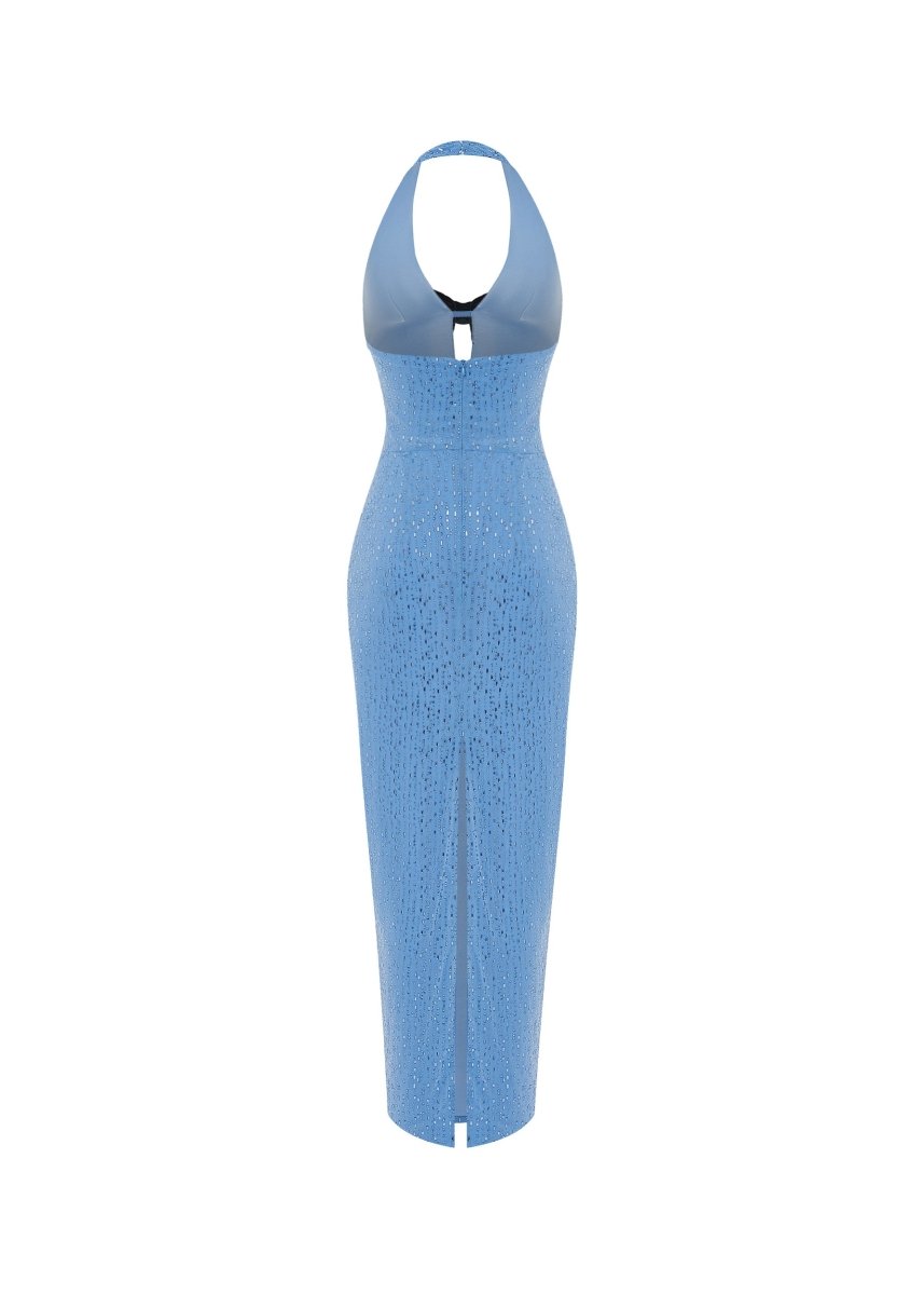 Crystal-embellished chiffon midi dress with bow – Rasario