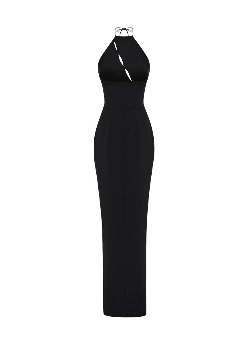 Crystal-embellished crepe maxi dress with cutouts – Rasario
