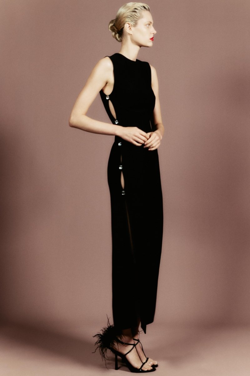 Crystal-embellished crepe midi dress with cutouts – Rasario