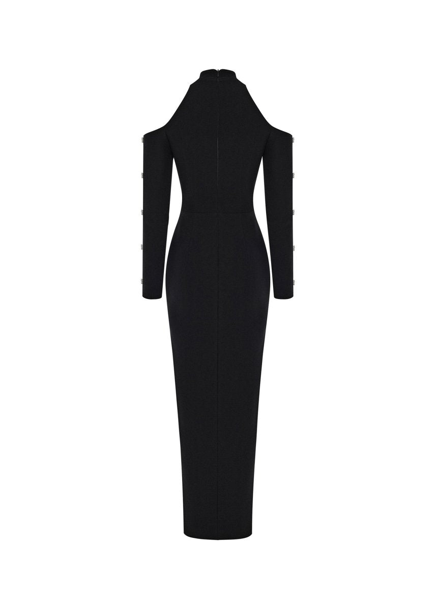Crystal-embellished crepe midi dress with cutouts – Rasario