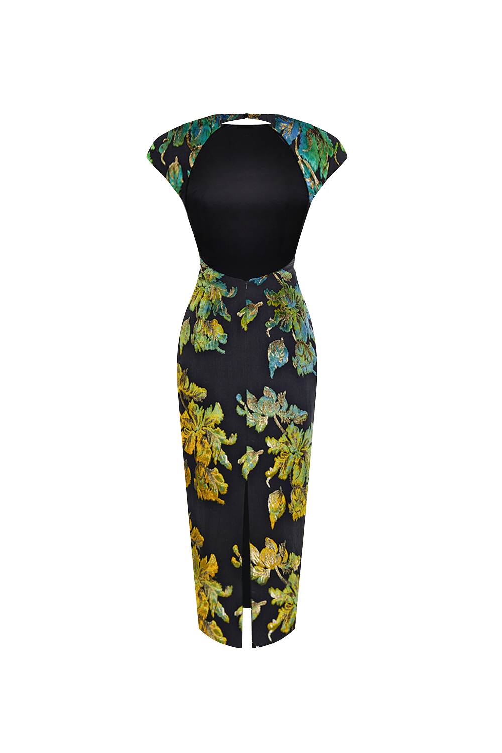 Devoré velvet midi dress with open back – Rasario