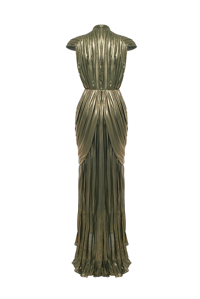 Draped chiffon maxi dress – Rasario
