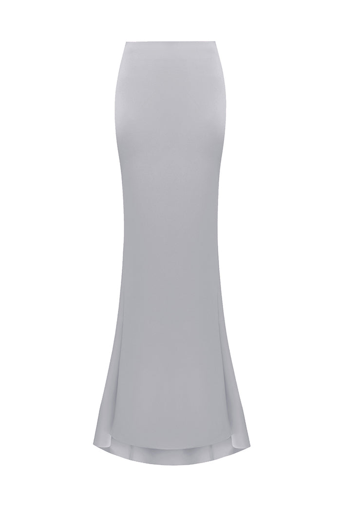 Draped satin maxi skirt with a train – Rasario