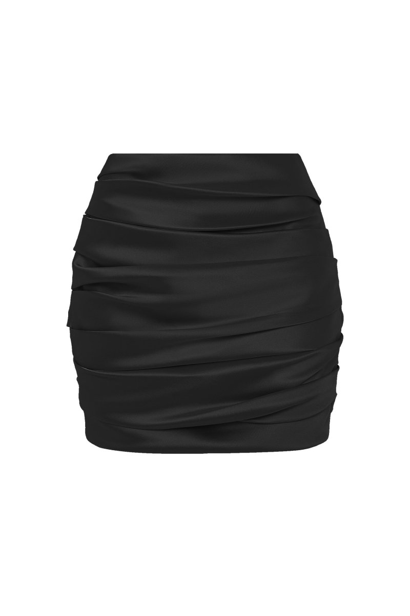 Draped satin mini skirt – Rasario