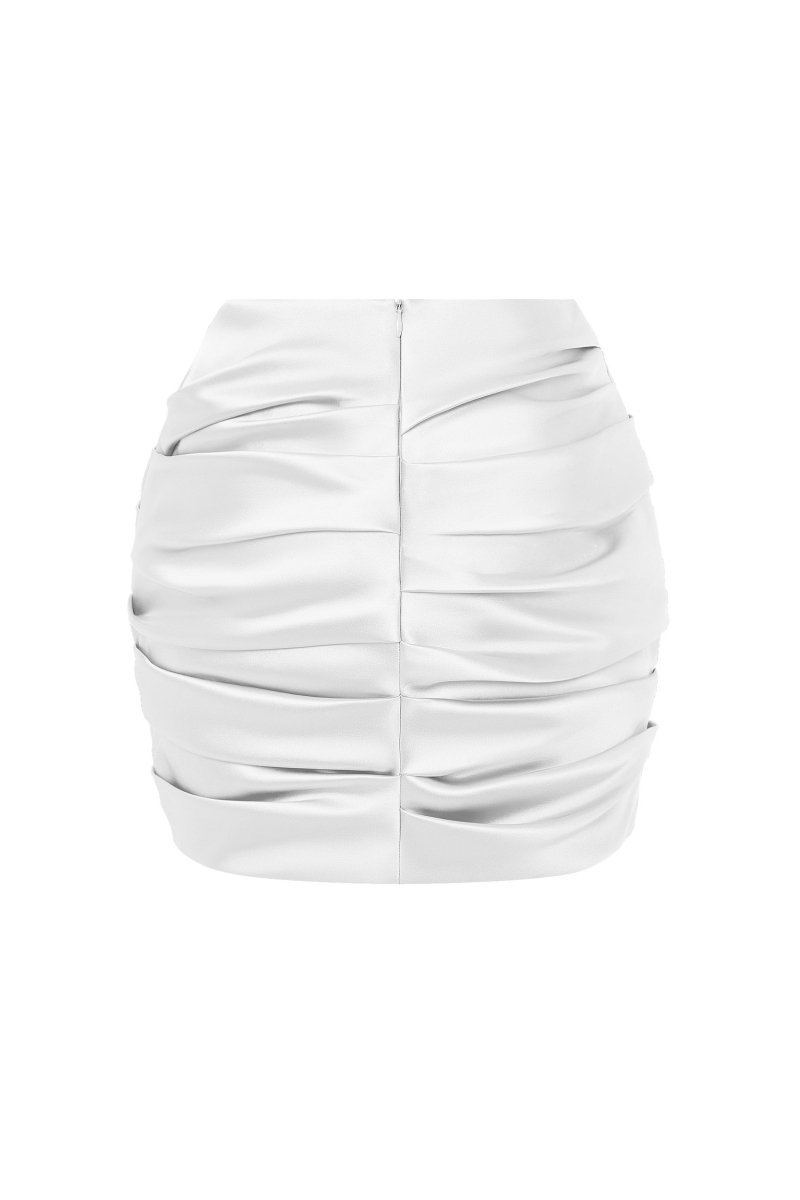 Draped satin mini skirt – Rasario