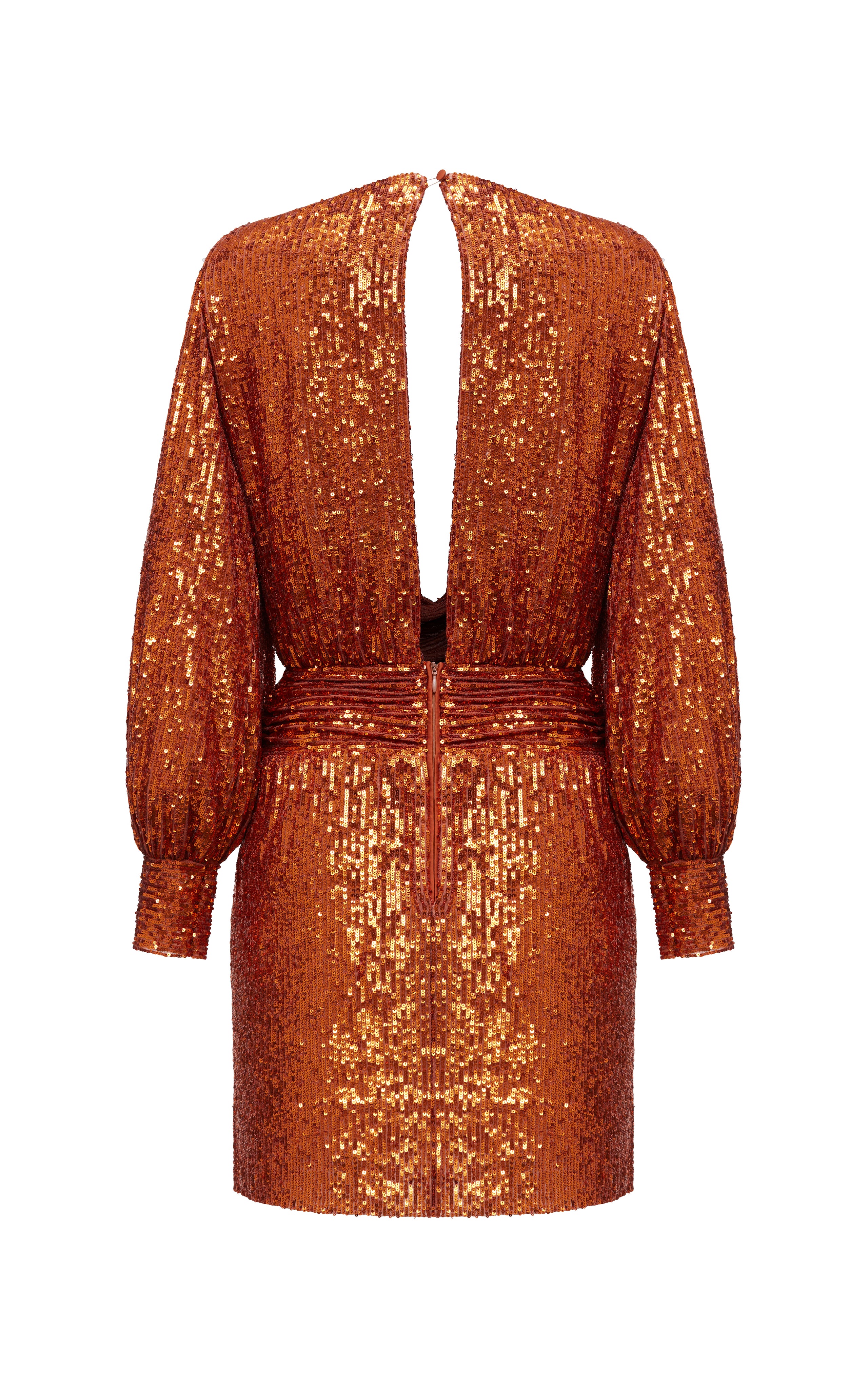 Draped sequined mini dress with long sleeves – Rasario