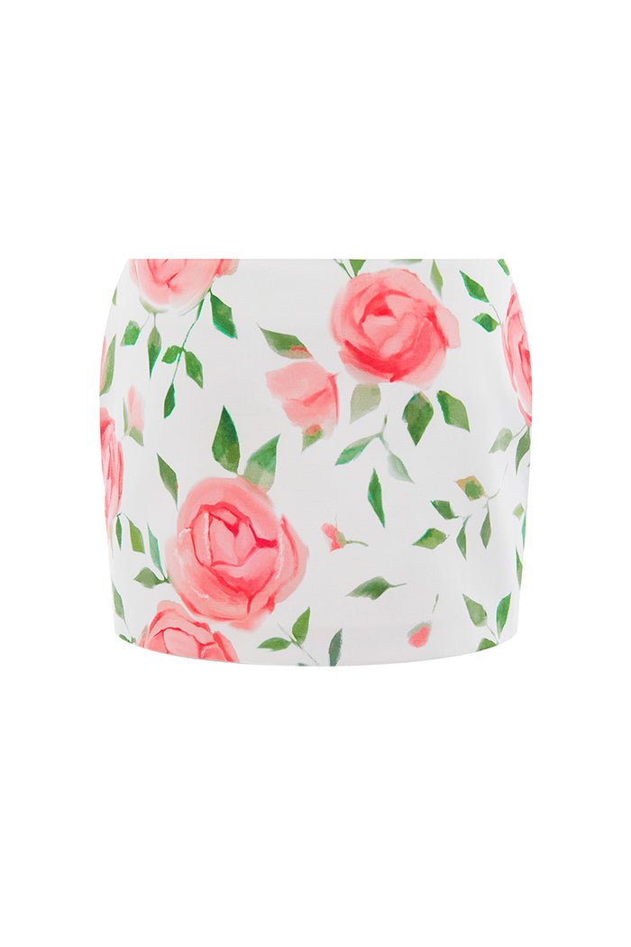 Floral printed satin mini skirt – Rasario