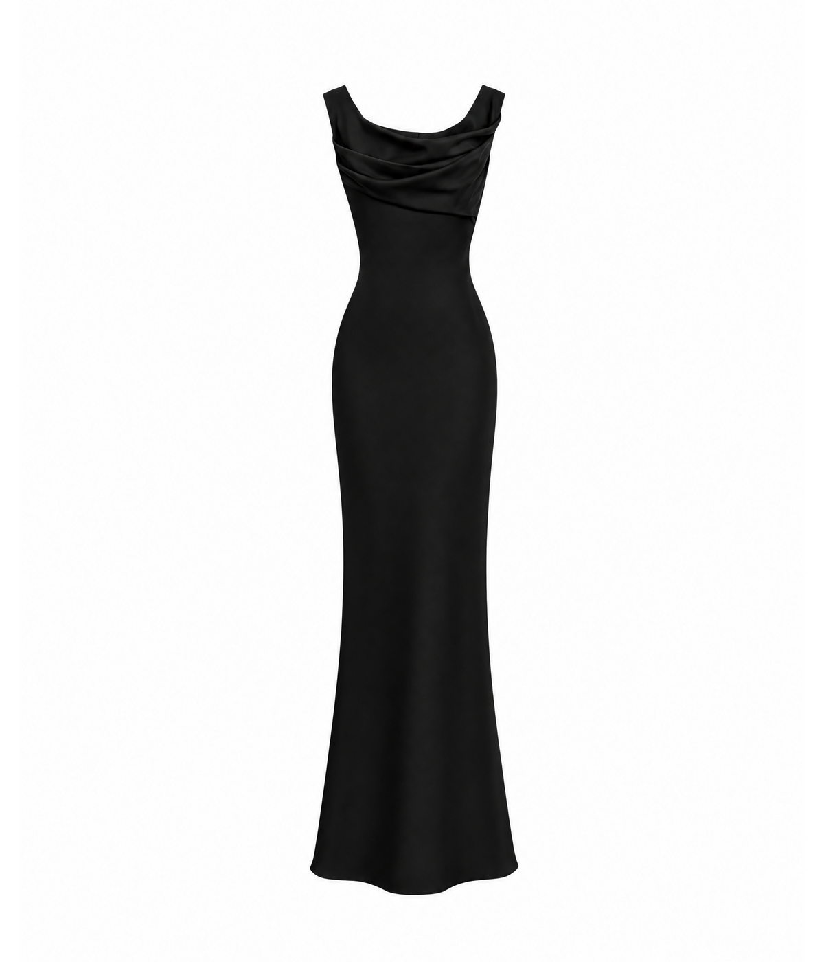 Printed satin draped maxi dress