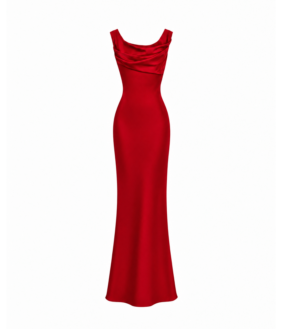 Printed satin draped maxi dress
