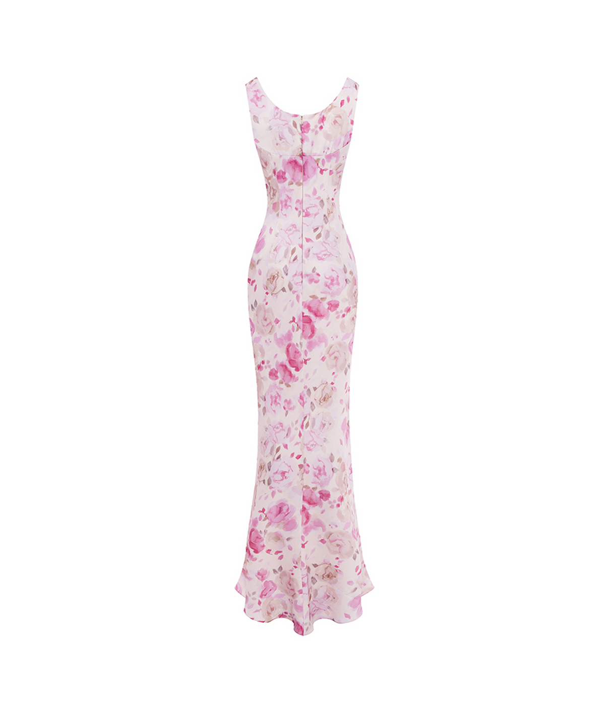Printed satin draped maxi dress