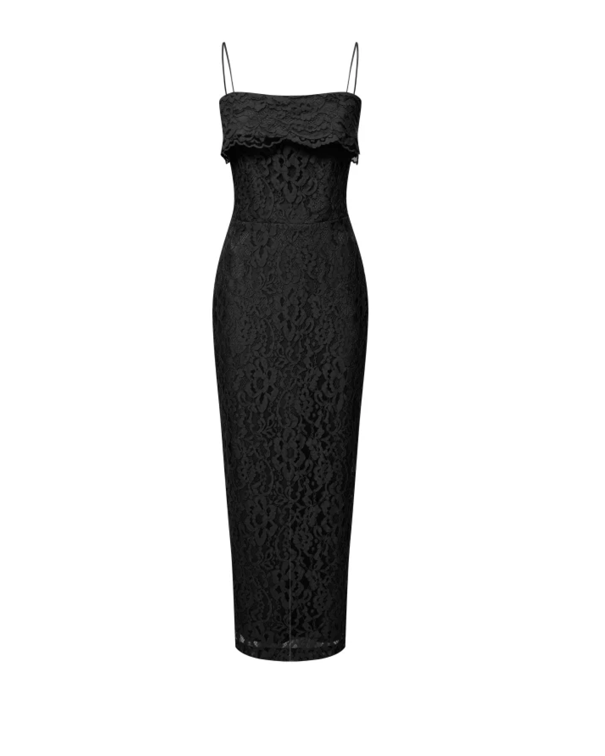 Off-the-shoulder lace long midi dress