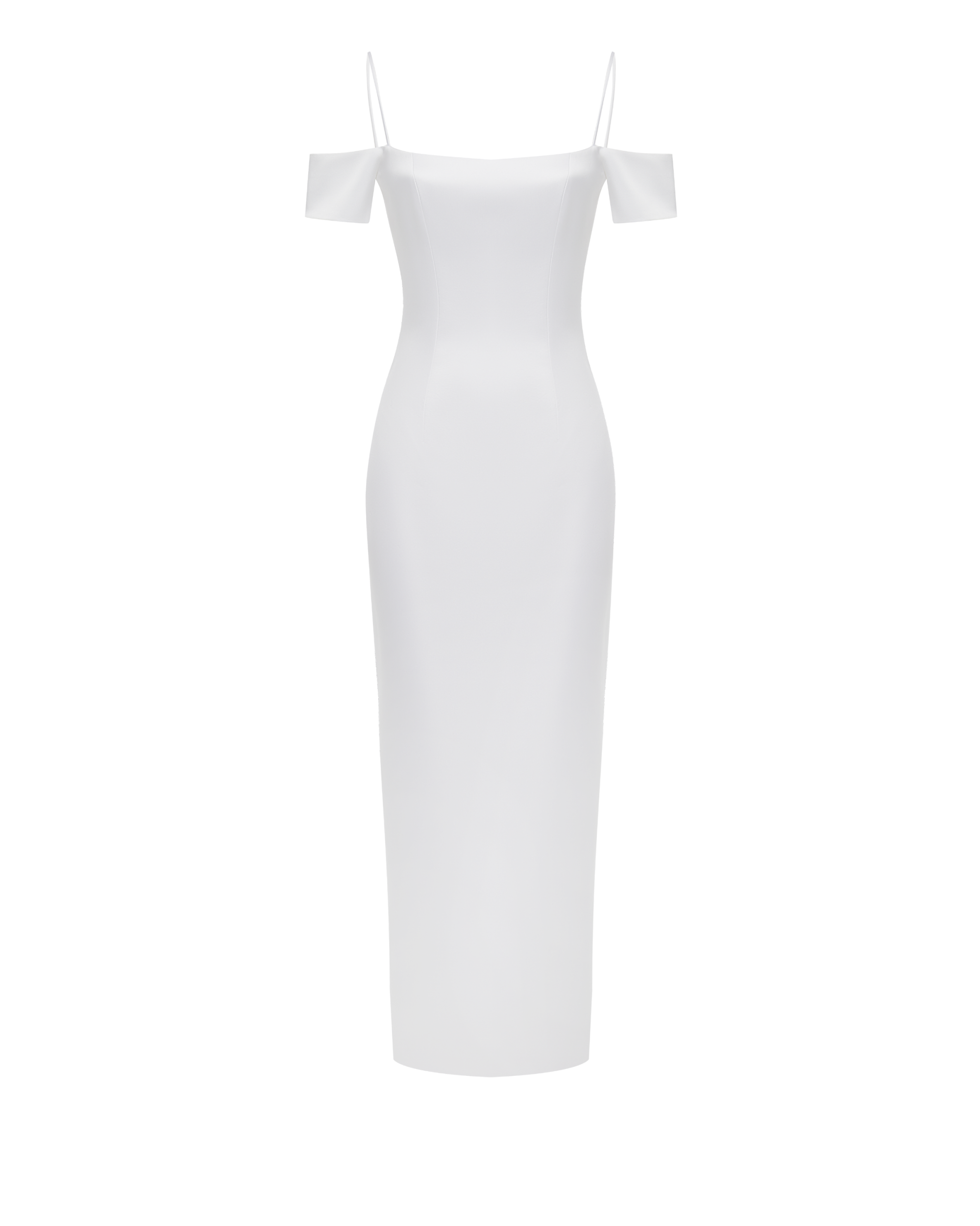 Off-The-Shoulder Draped Satin Long Midi Dress 34 (FR) / White