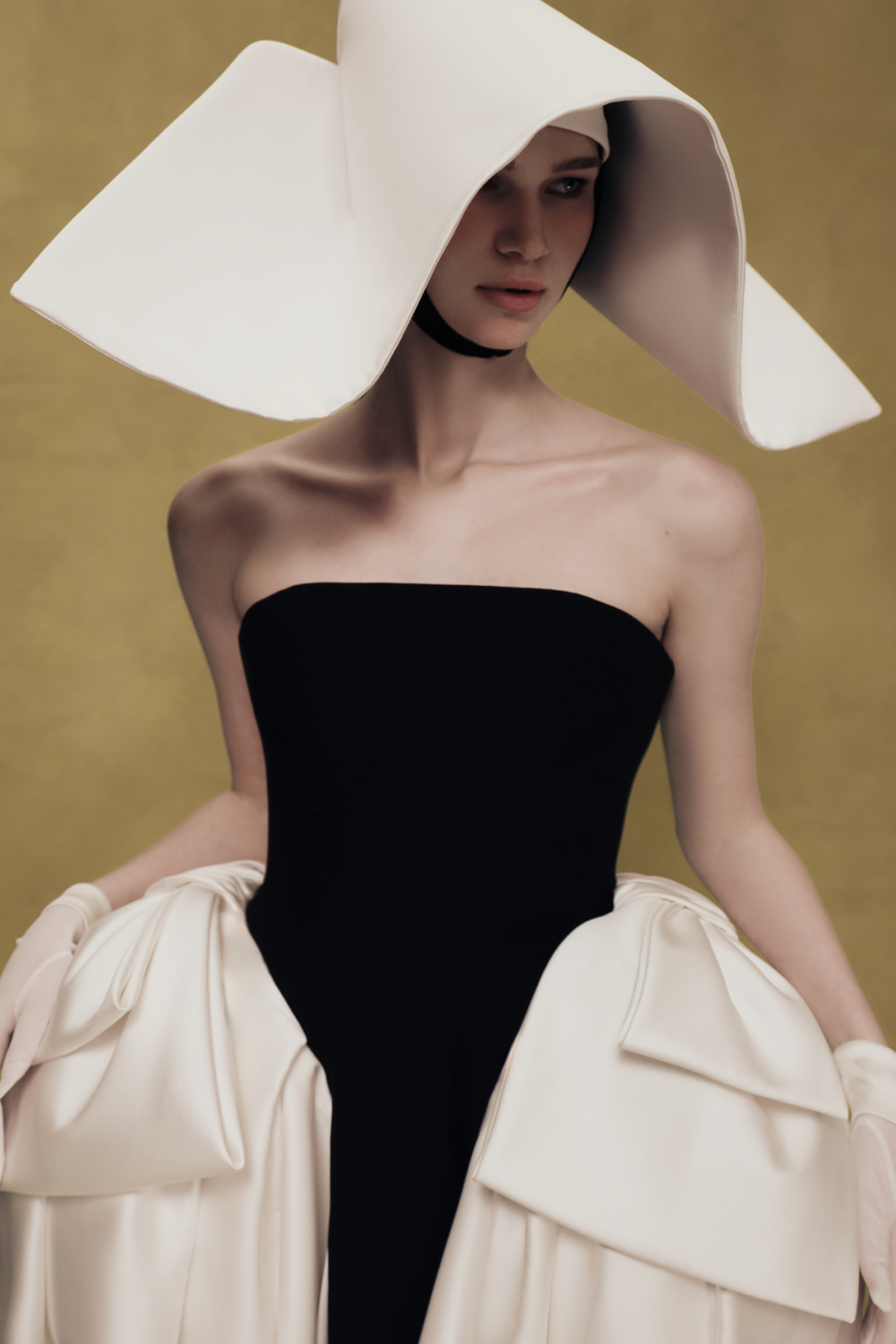 Satin Midi Dress with Sculptural Bow Details