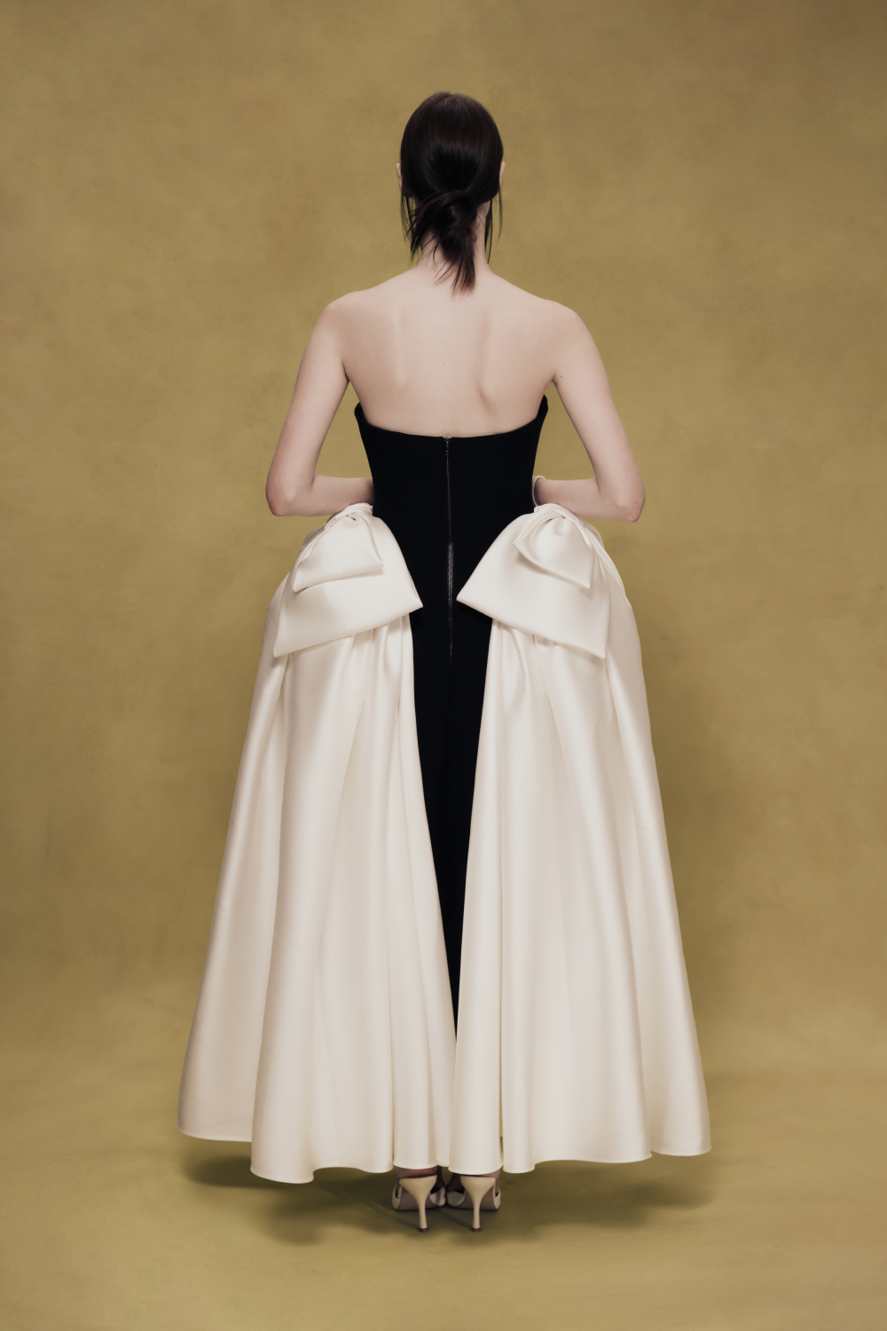 Satin Midi Dress with Sculptural Bow Details