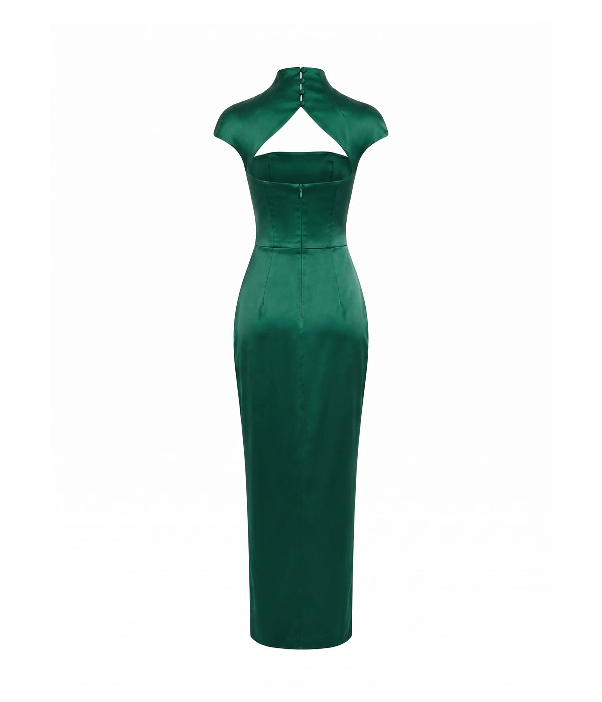 Long midi corset satin dress with a side slit