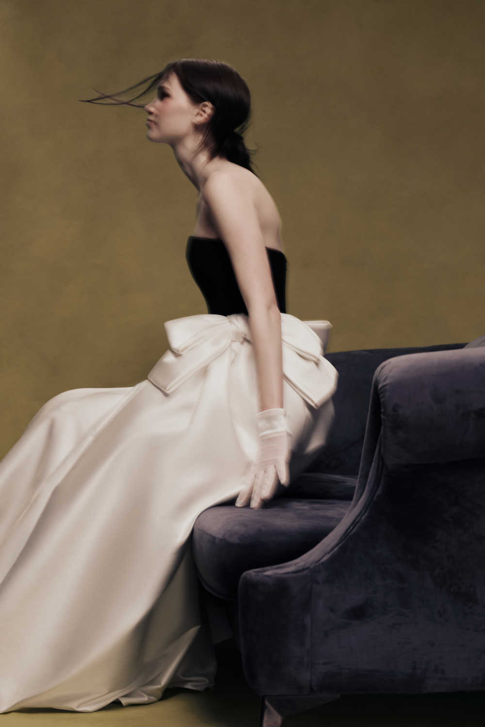 Satin Midi Dress with Sculptural Bow Details