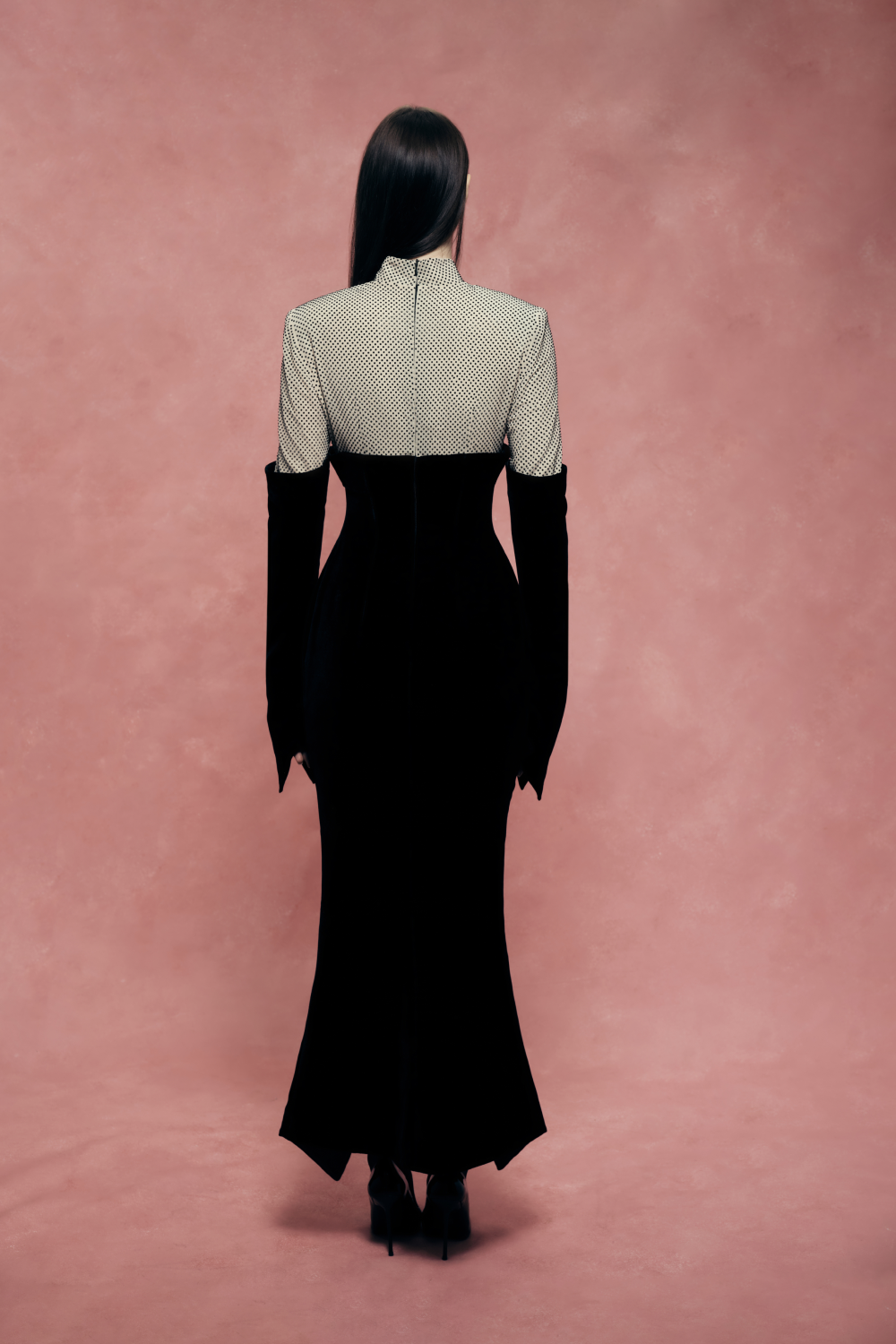 Crystal-Embellished Velvet Midi Dress