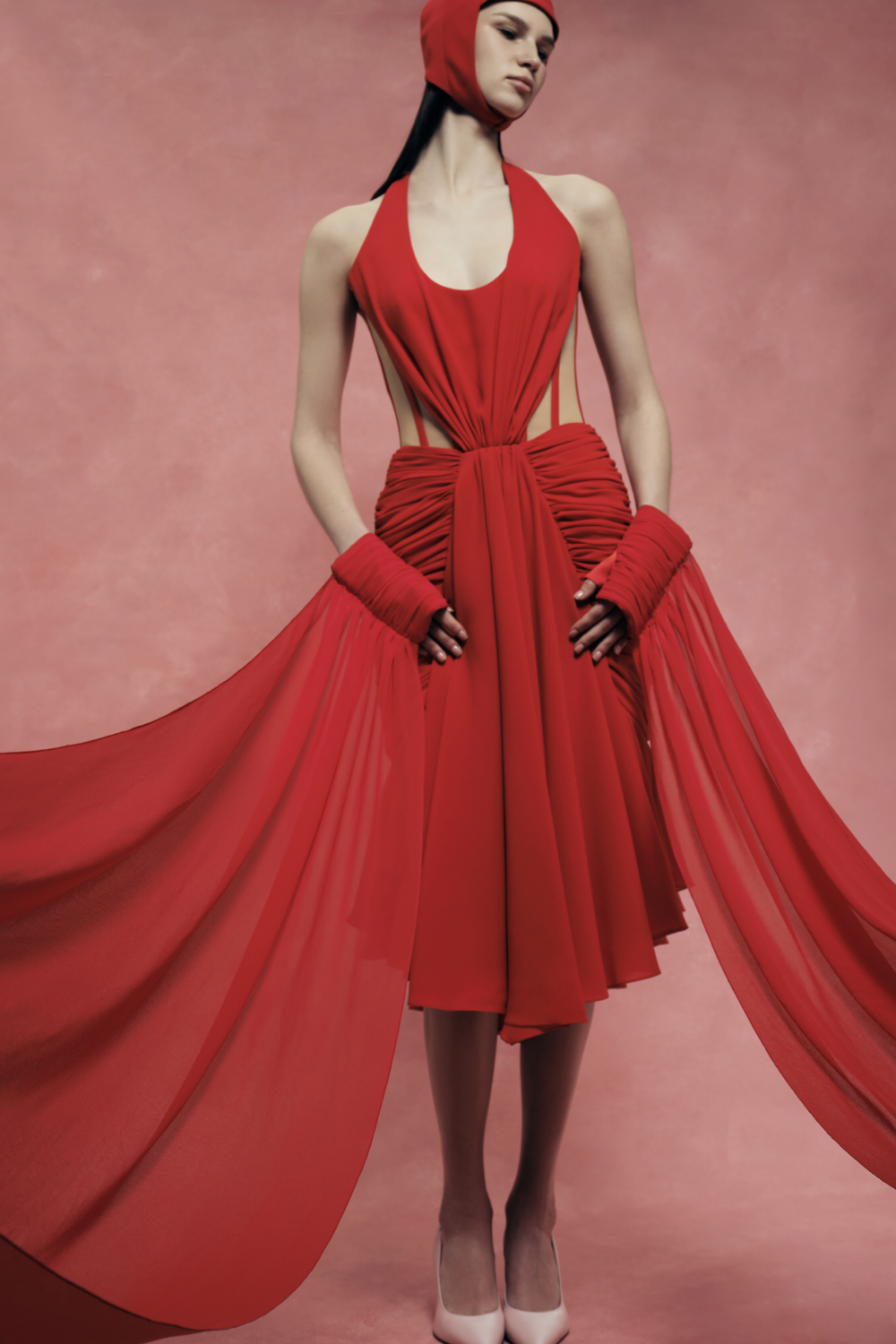 Dress with draping and corset detail