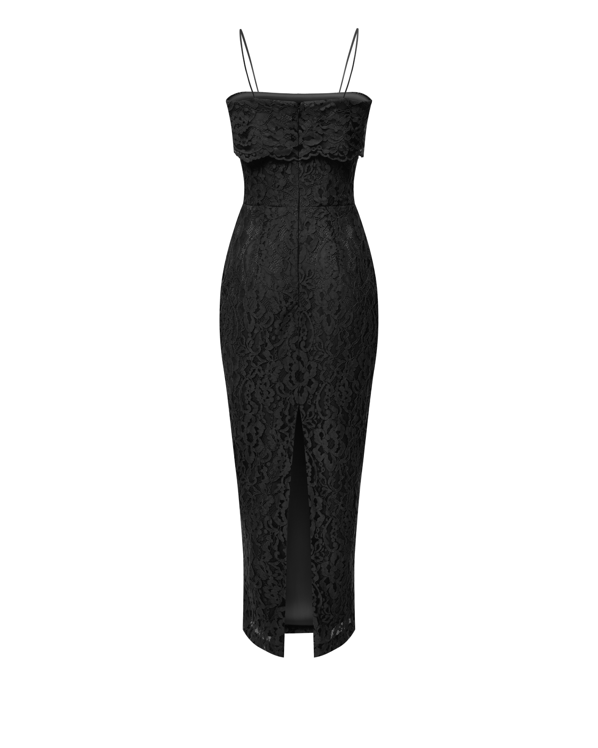 Off-the-shoulder lace long midi dress