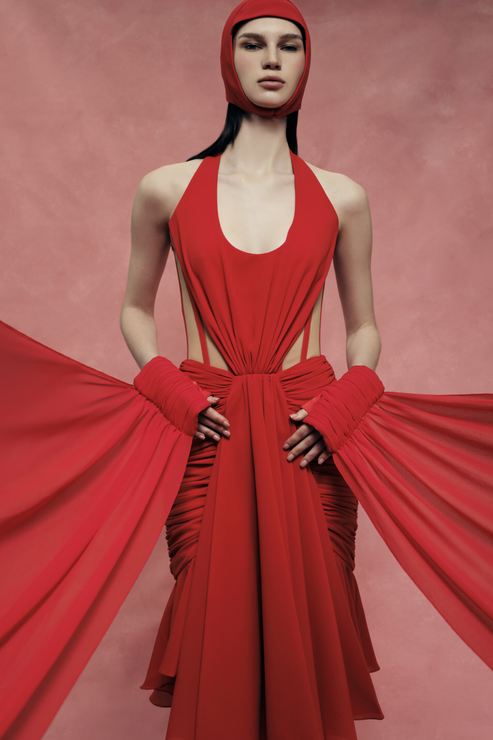 Dress with draping and corset detail