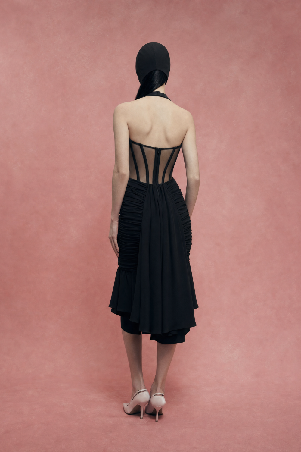 Dress with draping and corset detail