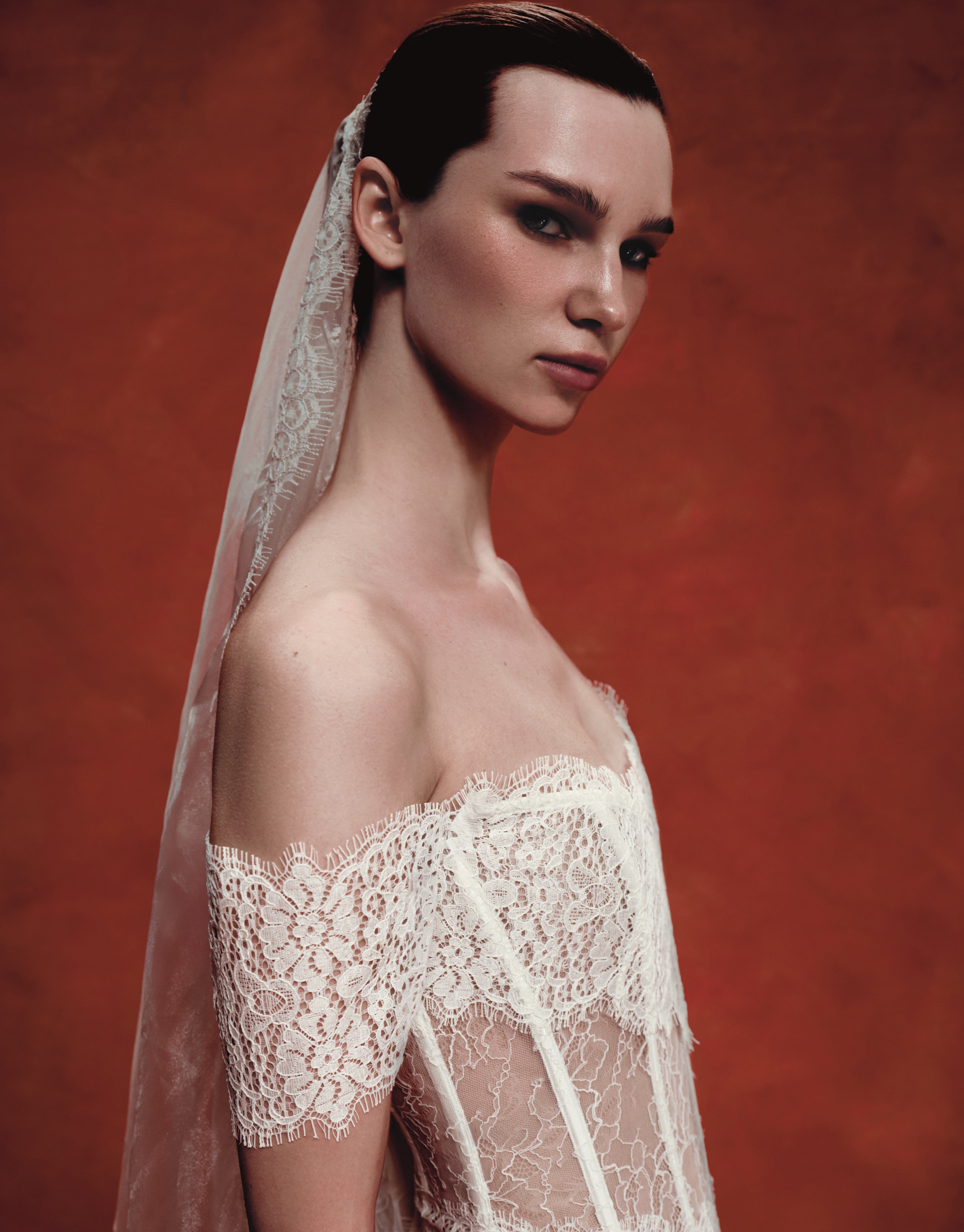 Lace and satin corset maxi dress