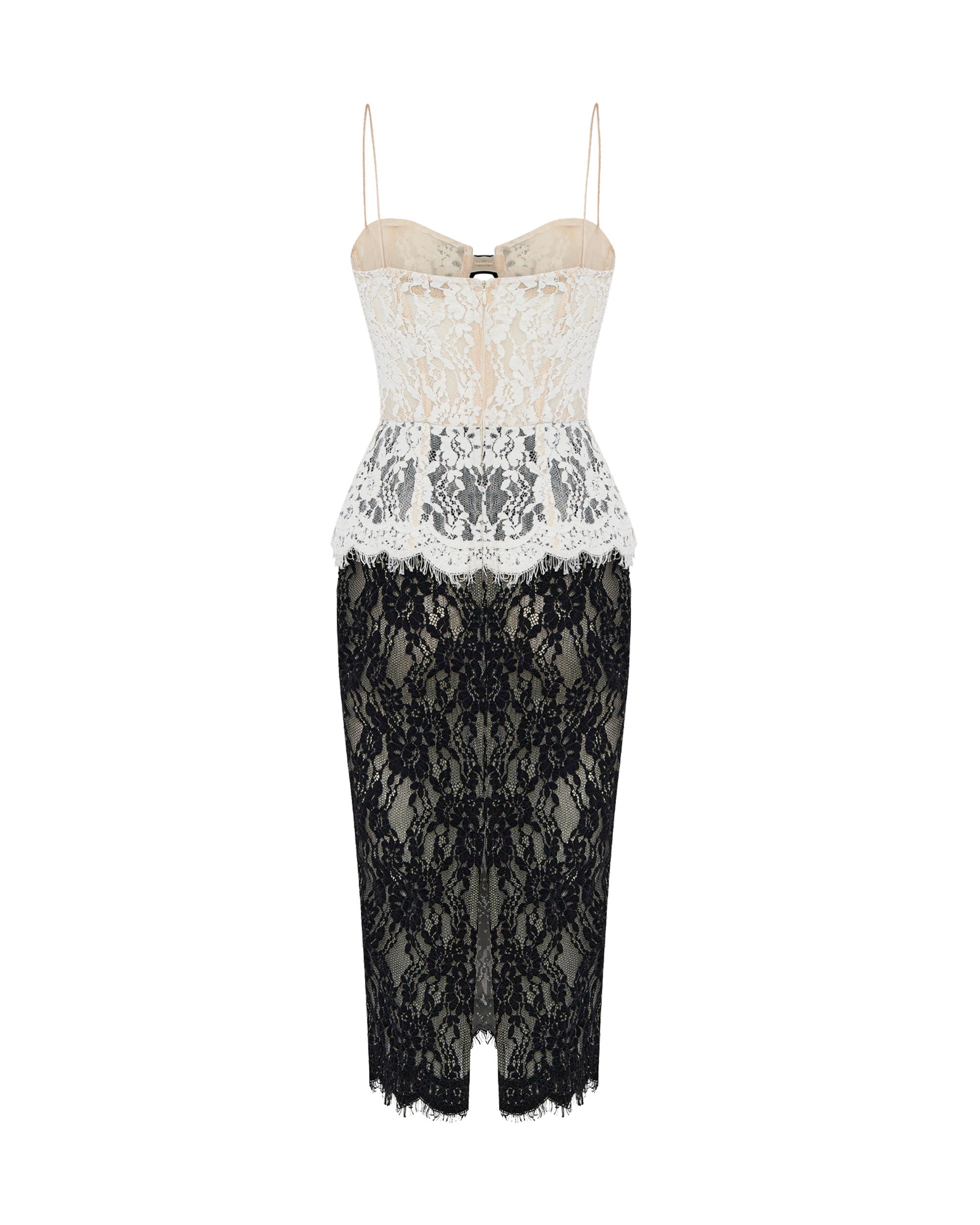 Lace corset midi dress with bows – Rasario