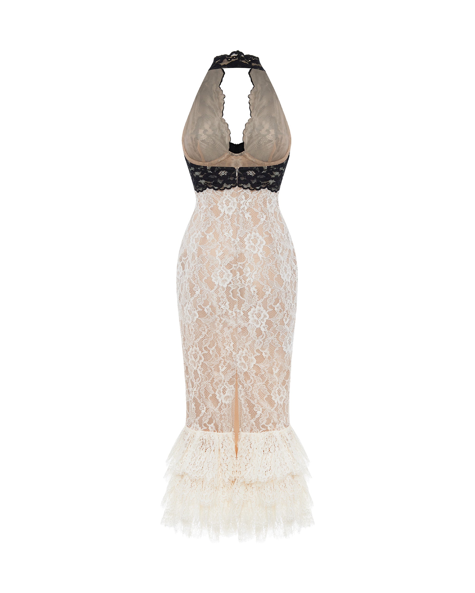 Lace midi dress with a flower – Rasario