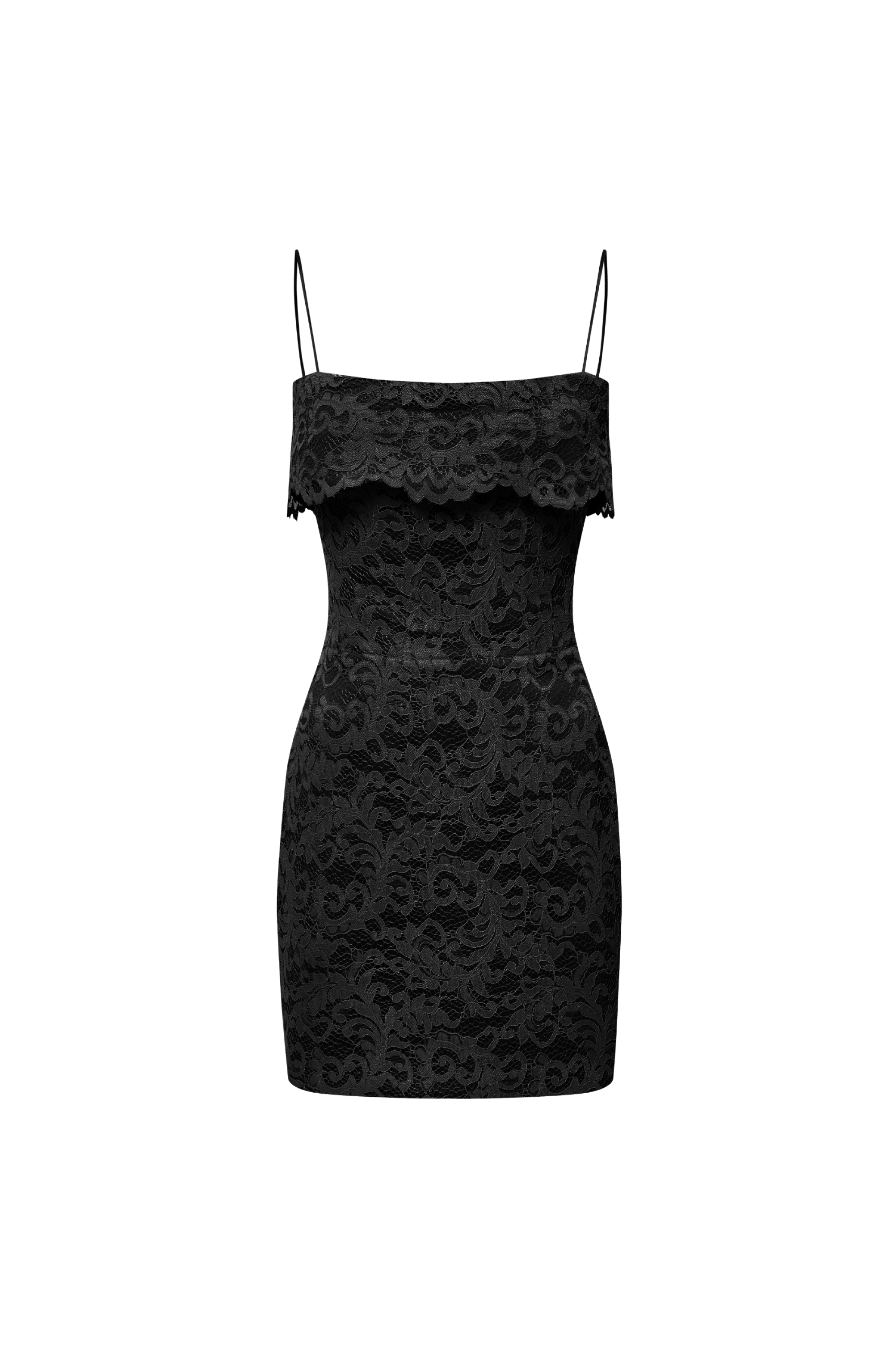 Off-the-shoulder lace mini dress black S084N010  RASARIO