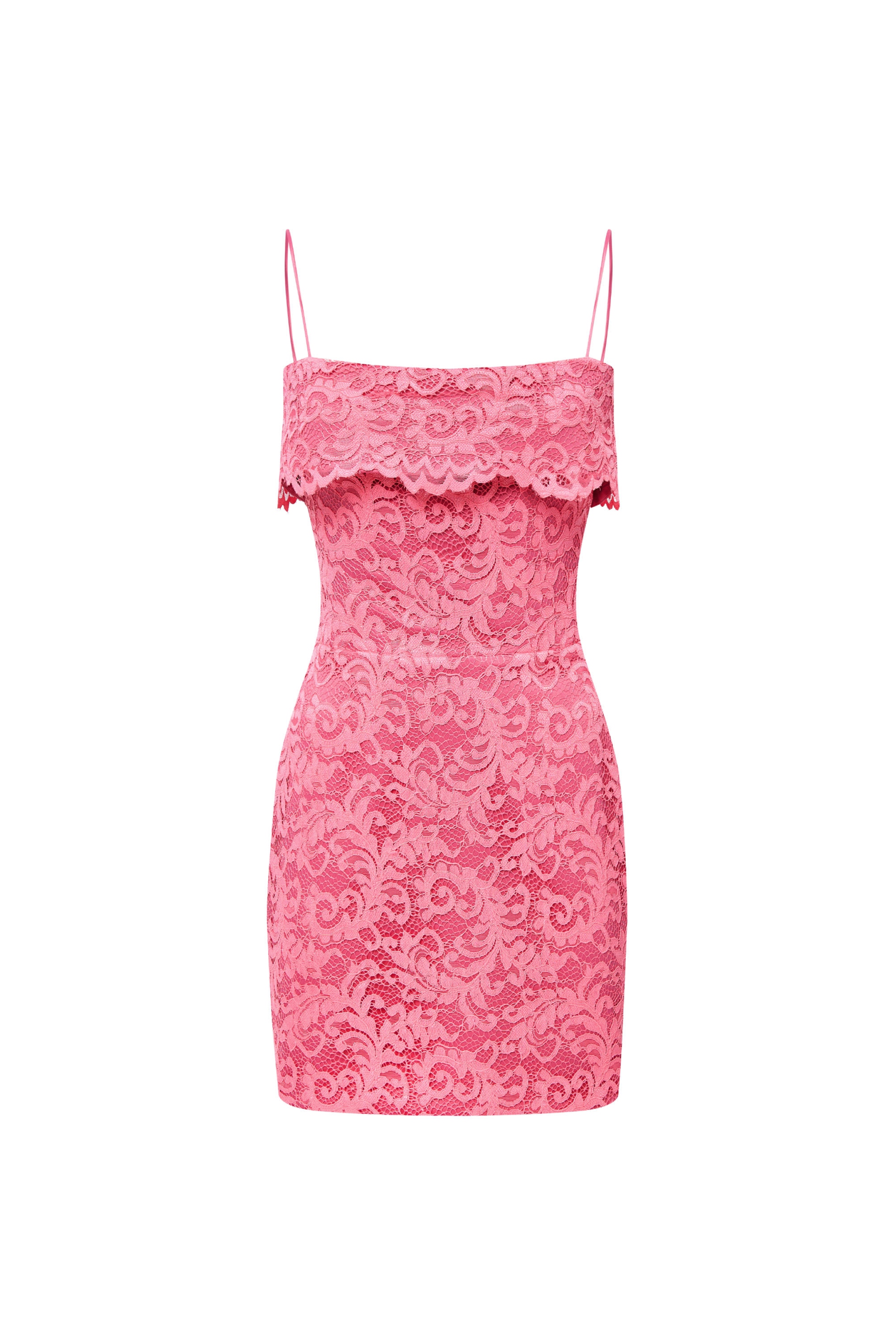 Off-the-shoulder lace mini dress pink 4N090 – RASARIO