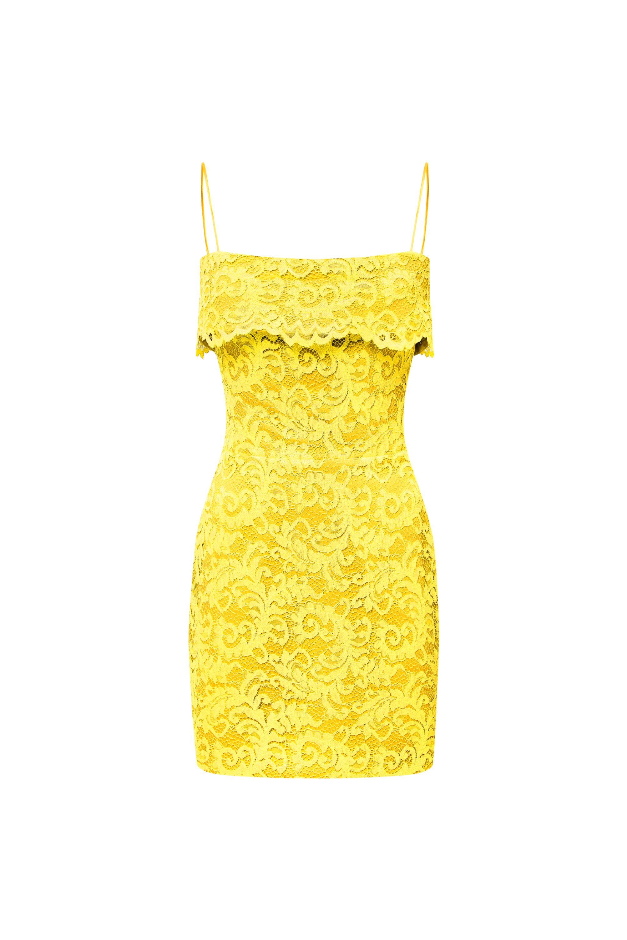 Off-the-shoulder lace mini dress yellow S084N050 – RASARIO