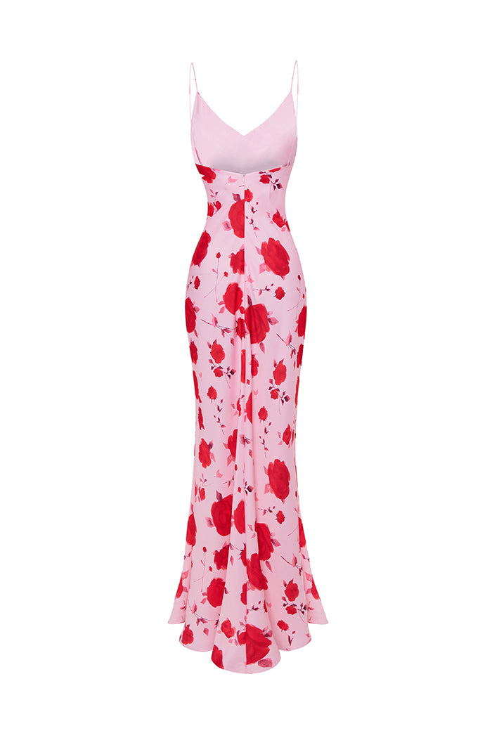 Maxi printed satin dress – Rasario