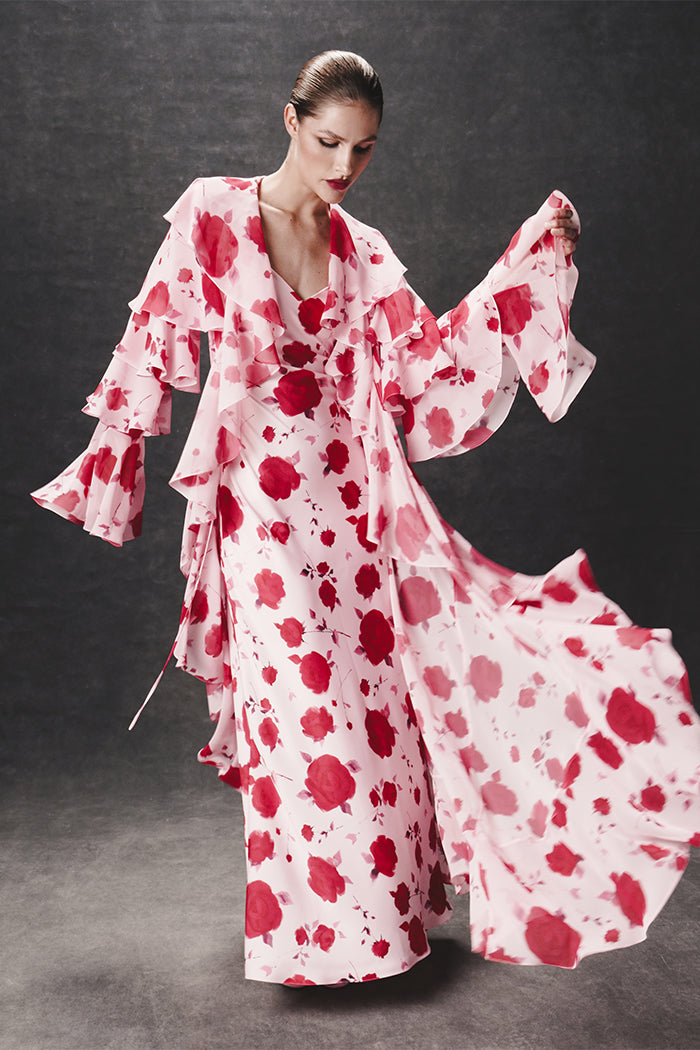 Maxi printed satin dress – Rasario