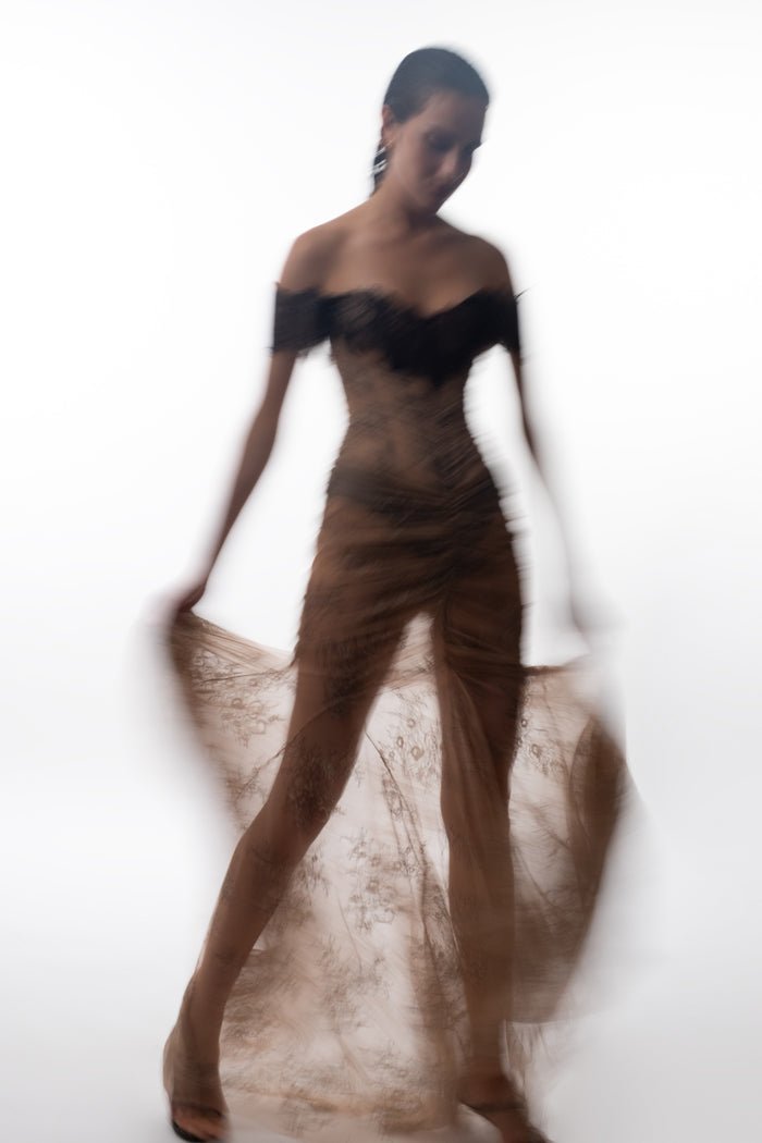Off-the-shoulder corset lace gown – Rasario