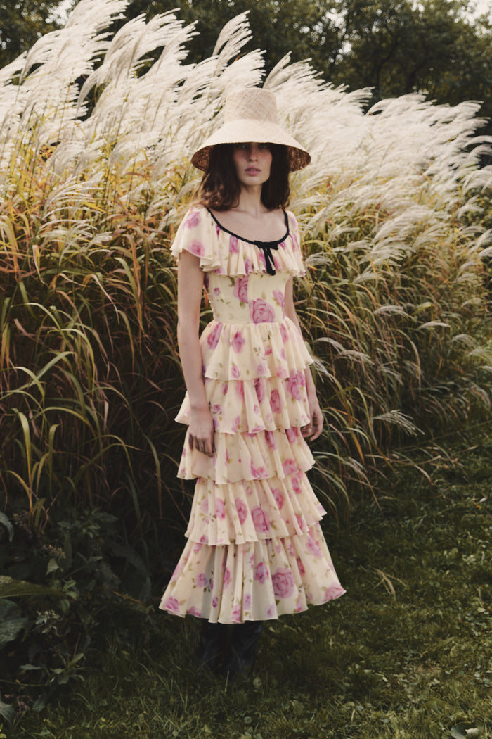 Printed chiffon maxi dress – Rasario