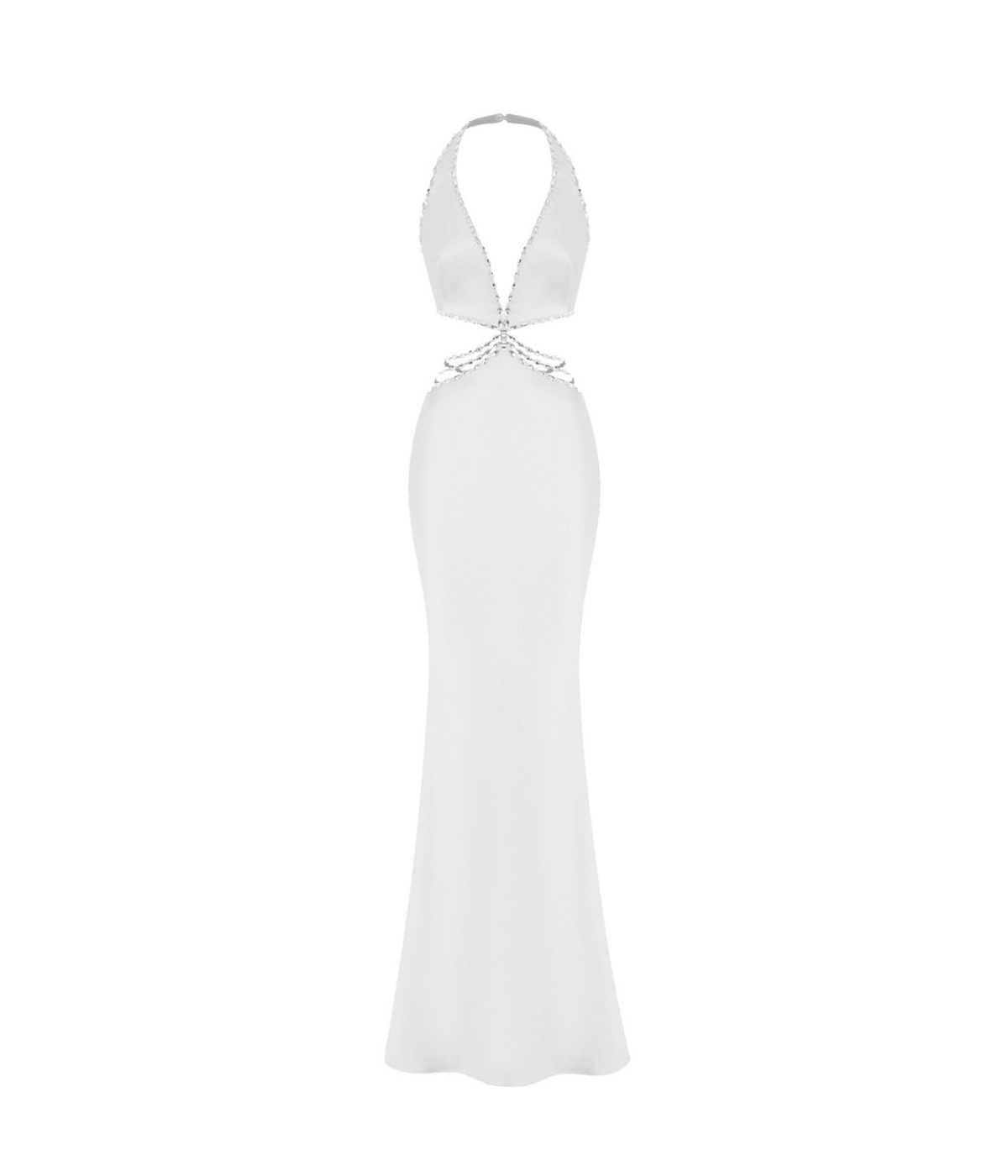 Crystal-embellished satin maxi dress with cutouts