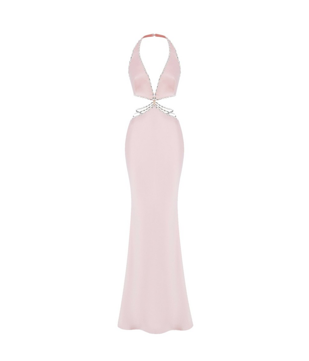 Crystal-embellished satin maxi dress with cutouts