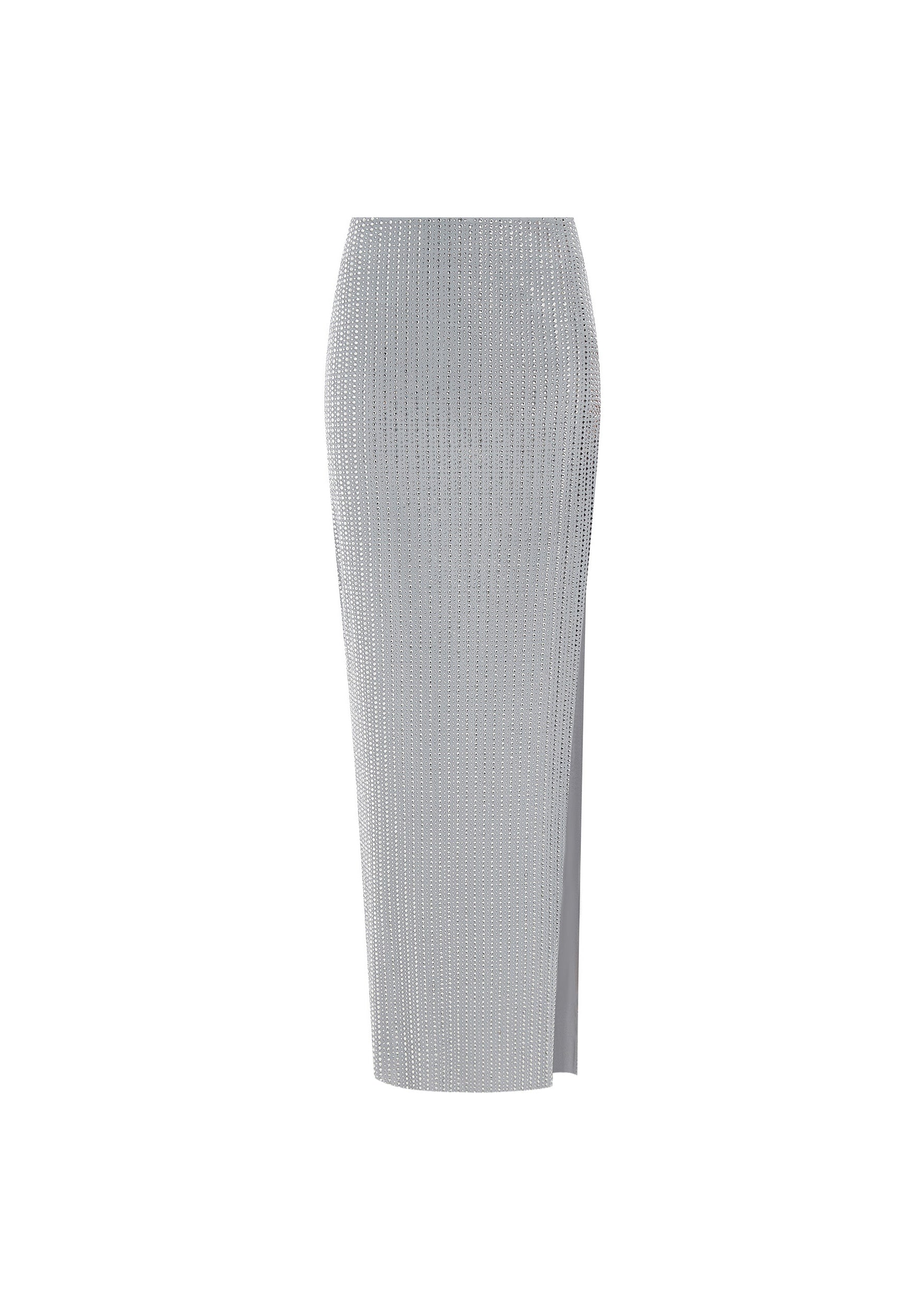 Crystal-embllished chiffon maxi skirt with a slit