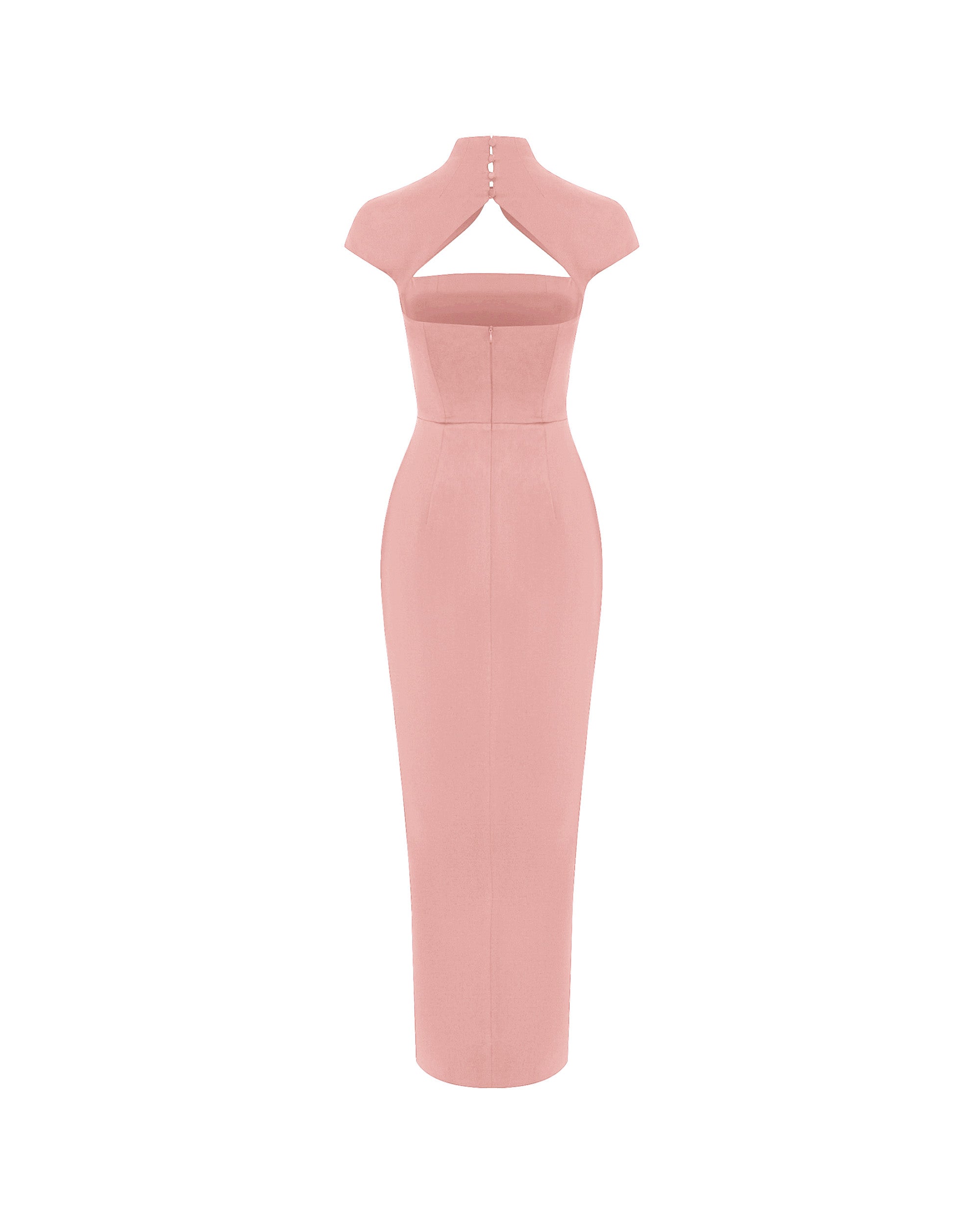 Long midi corset satin dress with a side slit