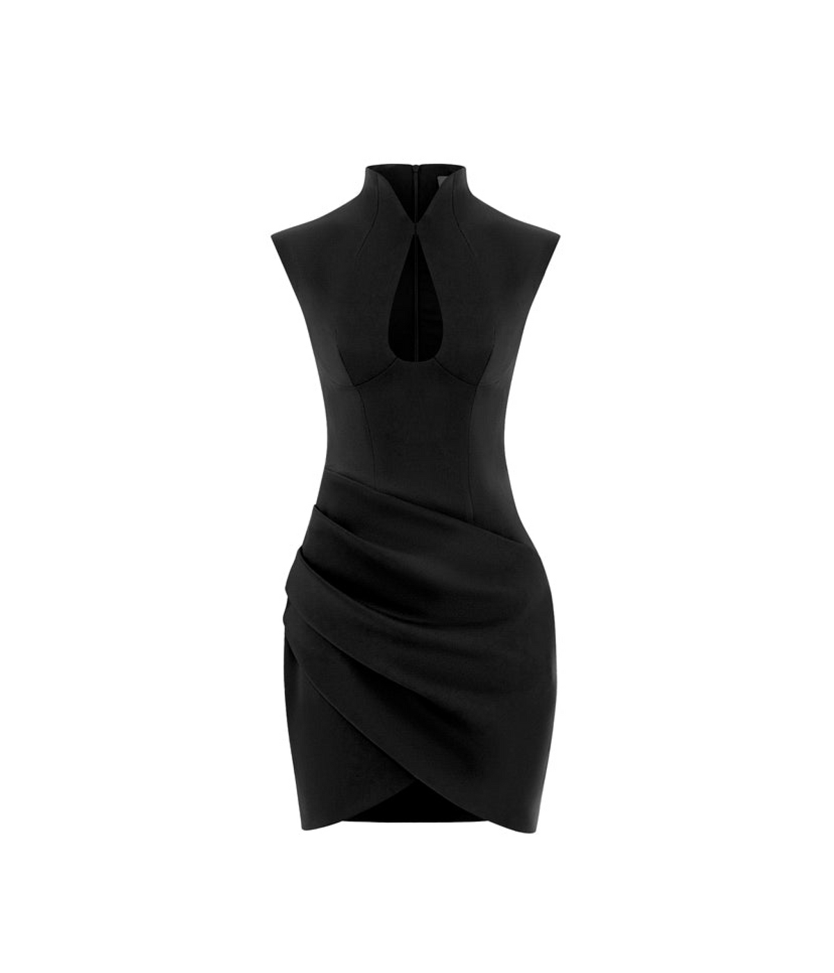 Draped satin mini dress with cutouts